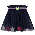 Girls Navy Blue Heart & Star Tulle Skirt, 1, hi-res