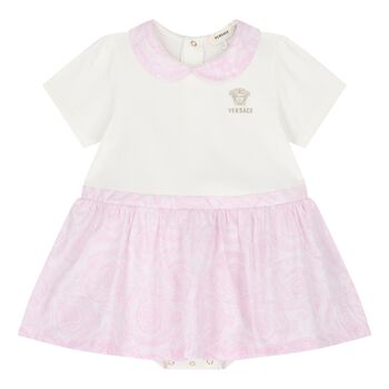 Baby Girls Ivory & Pink Whisper Barocco Dress