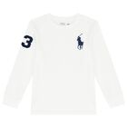 Boys White Logo Long Sleeve Top, 1, hi-res