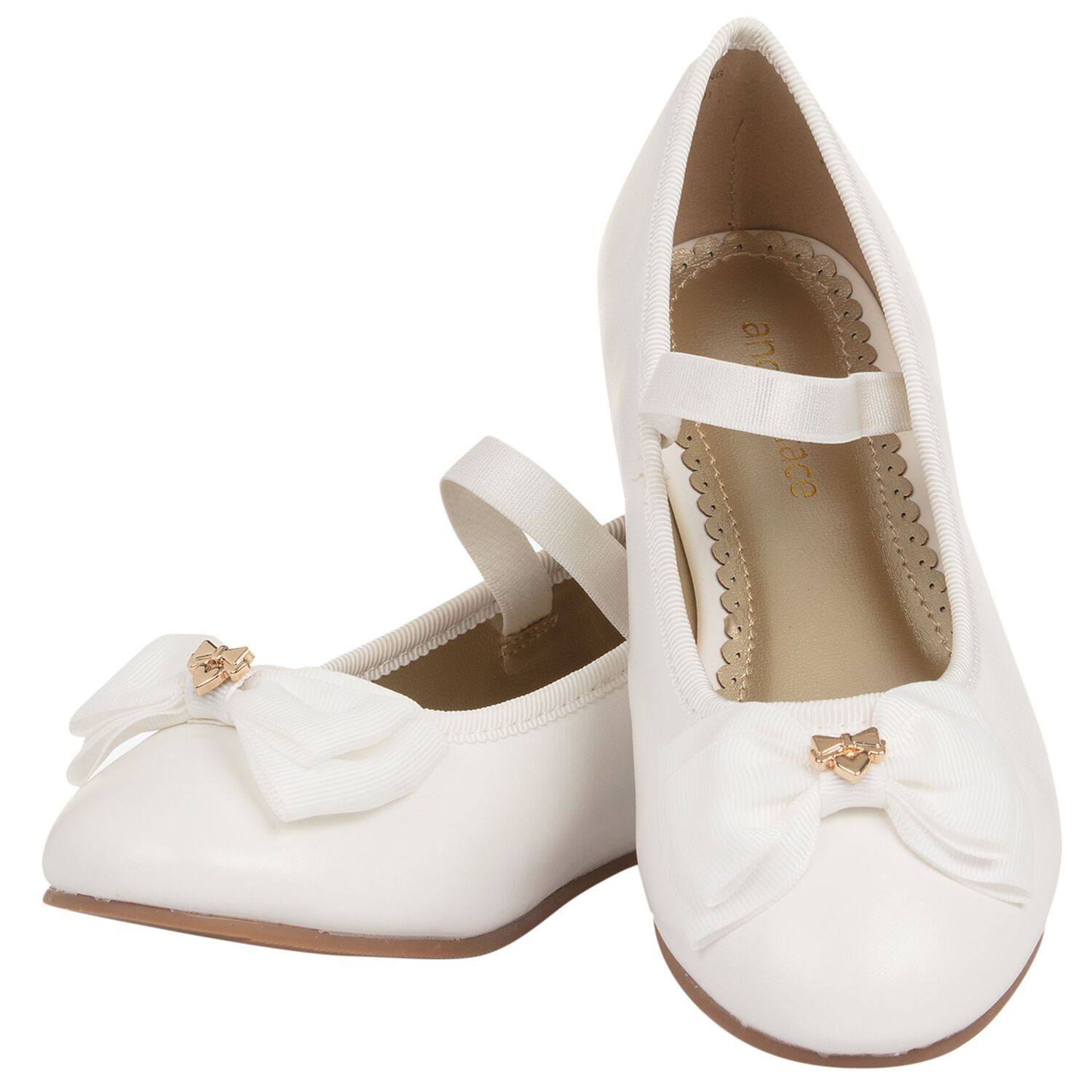 Girls White Bow Leather Shoes, 2, hi-res