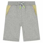Boys Grey & Yellow Logo Shorts, 2, hi-res
