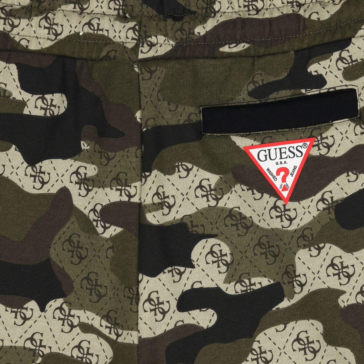 Boys Green Logo Camouflage Shorts, 1, hi-res