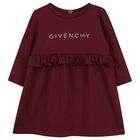 Younger Girls Burgundy Logo Dress, 2, hi-res