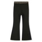 Girls Black Logo Leggings, 1, hi-res