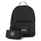 Boys Black Canvas Backpack, 1, hi-res