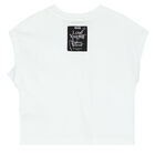 Girls White Ruffled Logo Top, 1, hi-res