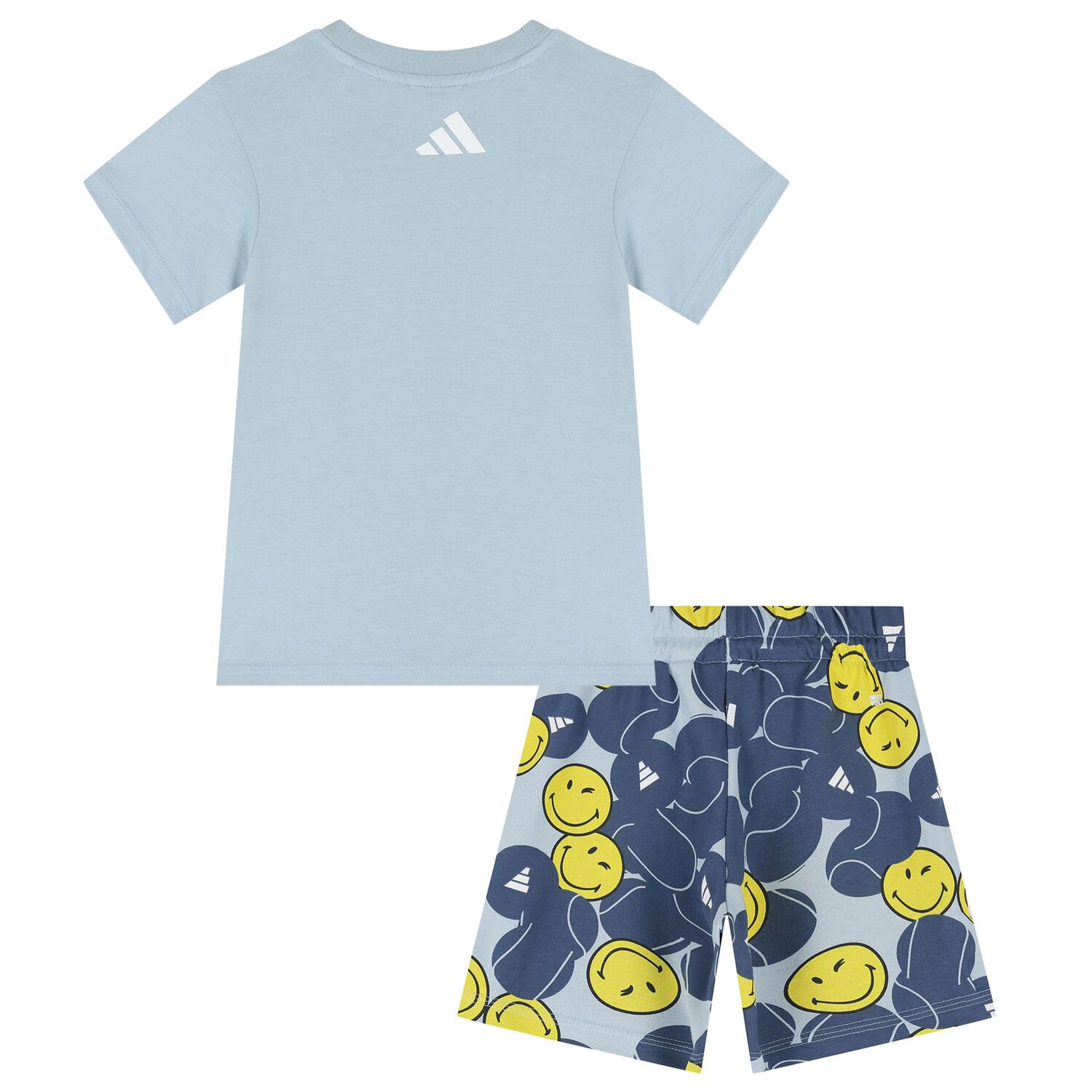 Boys Blue Logo Smiley Shorts Set, 1, hi-res