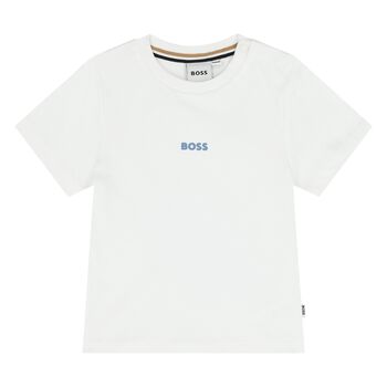Younger Boys White Logo T-Shirt
