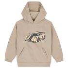 Boys Beige Sports Car Hooded Top, 1, hi-res