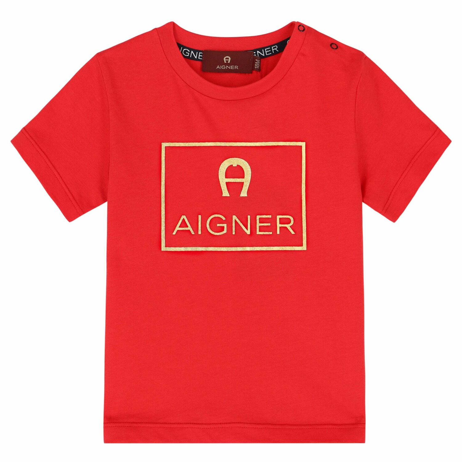 Younger Boys Red & Gold Logo T-Shirt, 3, hi-res