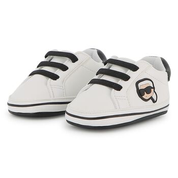 Baby Boys White Ikonik Karl Pre Walker Shoes