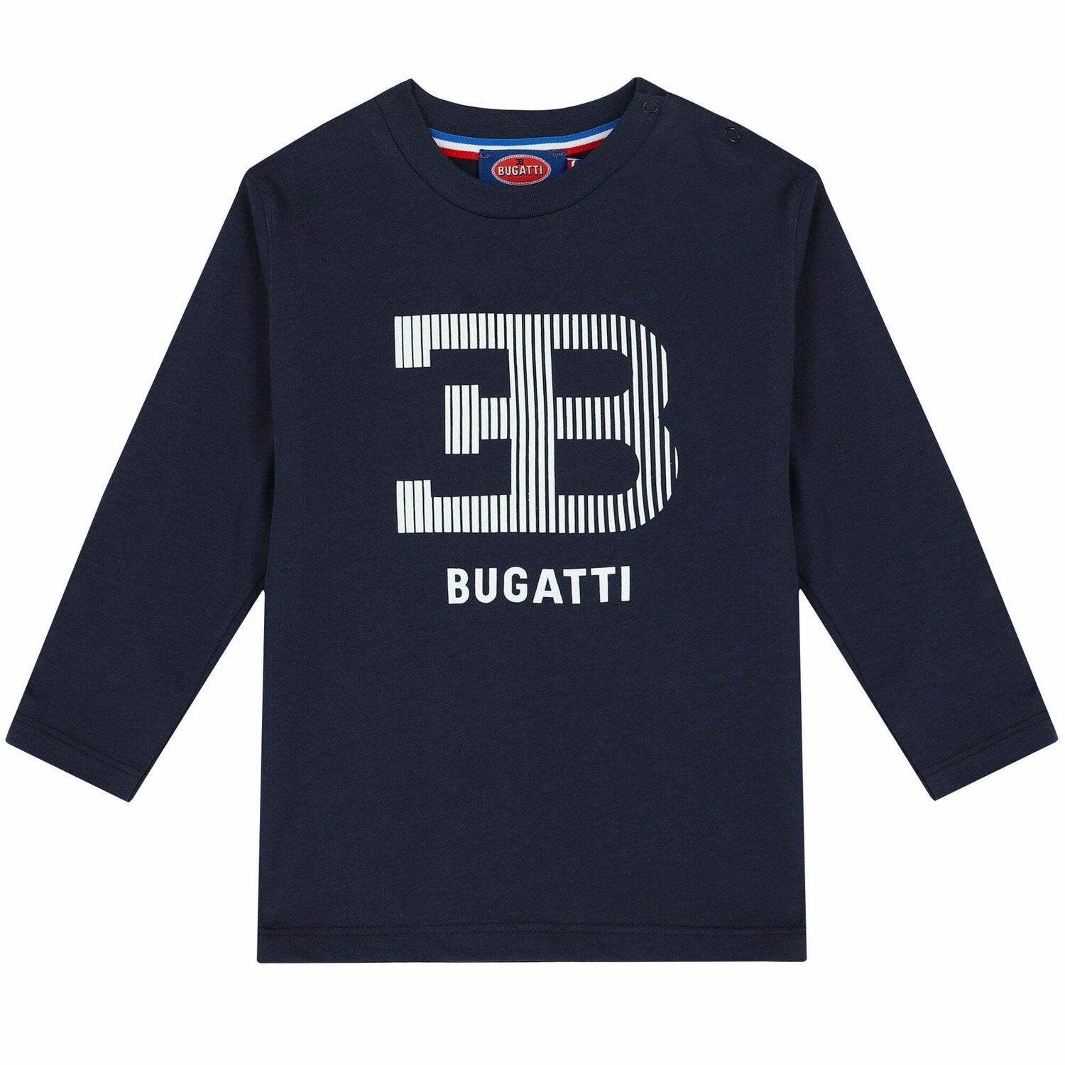 Younger Boys Navy Logo Long Sleeve Top, 1, hi-res image number null