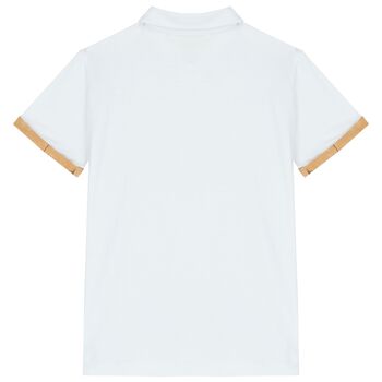 Boys White Geo Map Polo Shirt