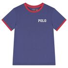 Boys Navy Blue Polo Logo T-Shirt, 1, hi-res
