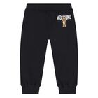 Younger Black Teddy Bear Logo Joggers, 3, hi-res