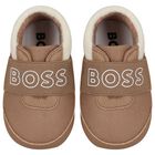 Baby Boys Beige Logo Canvas Pre Walker Shoes, 1, hi-res