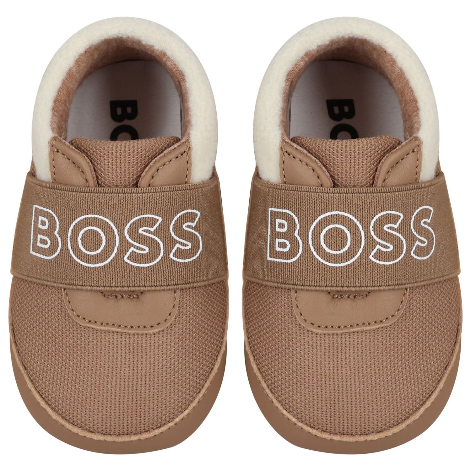 Baby Boys Beige Logo Canvas Pre Walker Shoes, 1, hi-res