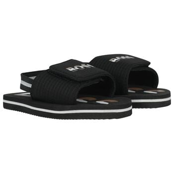 Boys Black Logo Sandals 