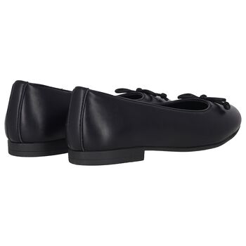 Girls Black Bow Ballerina Shoes