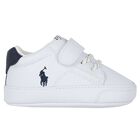 Baby Boys White & Navy Blue Logo Pre Walker Shoes, 1, hi-res