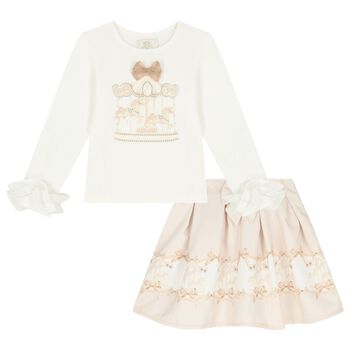 Girls Ivory Carousel Skirt Set