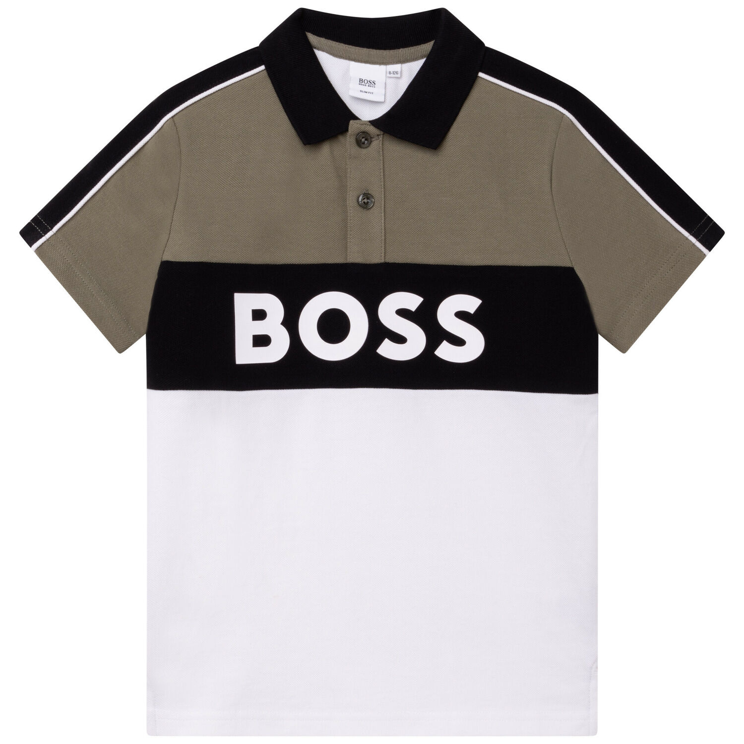 BOSS Boys White Black Polo Shirt Junior Couture UK