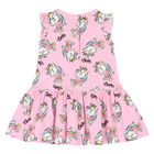 Girls Pink Unicorn Dress, 1, hi-res