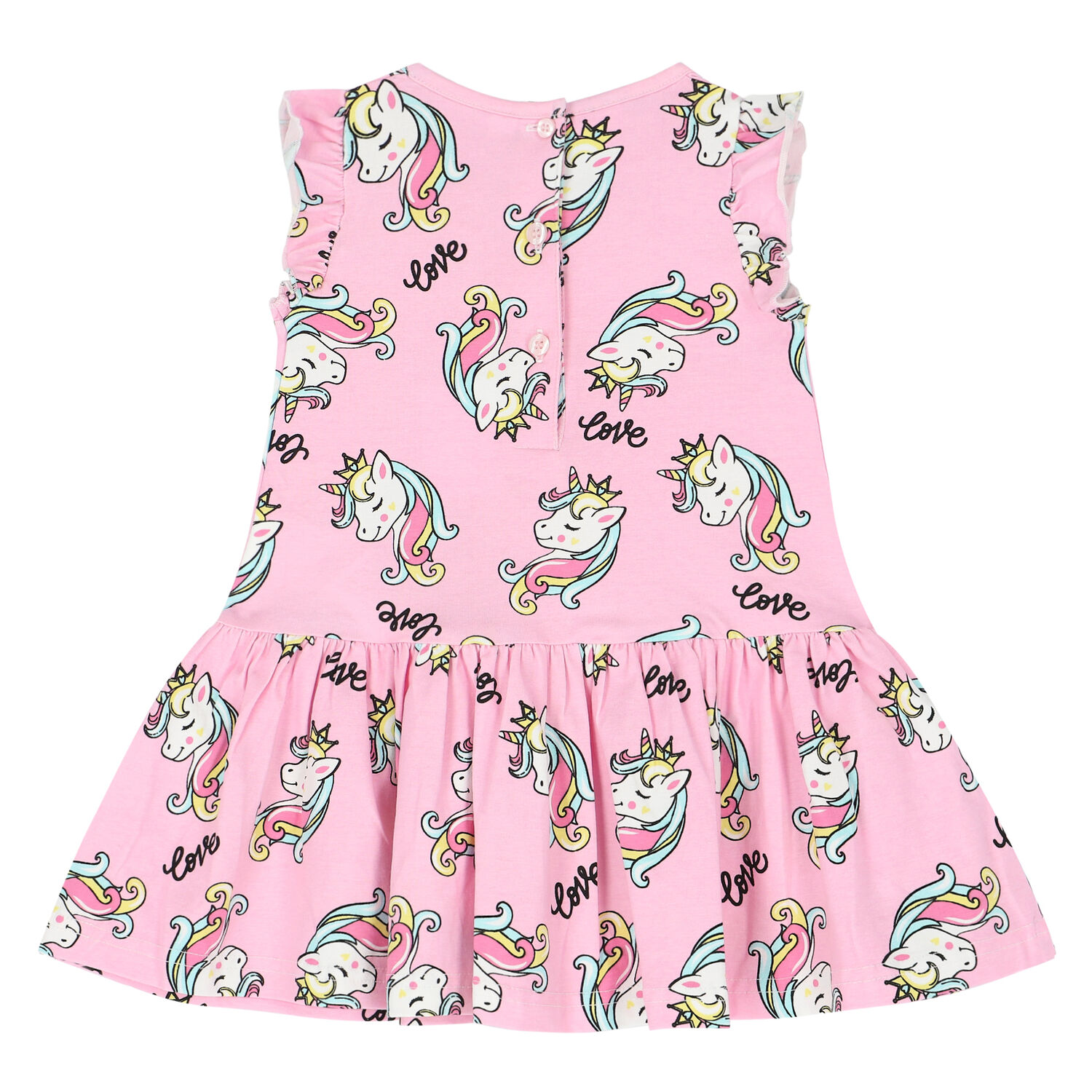 Girls Pink Unicorn Dress, 1, hi-res
