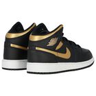 Black, White & Gold Air Jordan 1 Mid Trainers, 2, hi-res