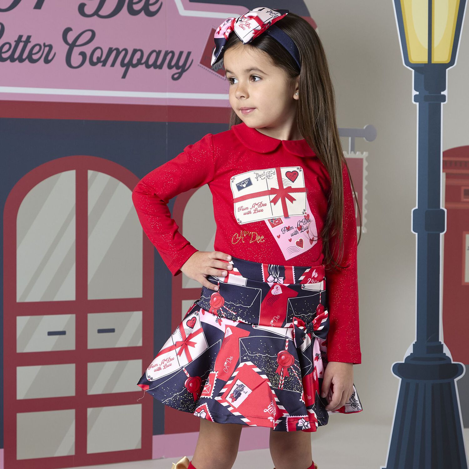 Girls Red Logo Envelope Skirt Set, 1, hi-res image number null