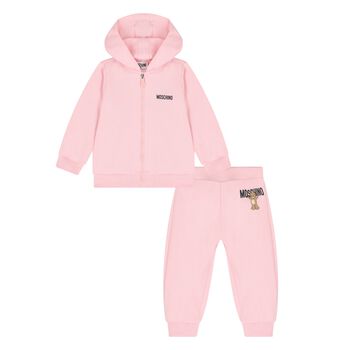 Younger Girls Pink Teddy Bear Logo Tracksuit