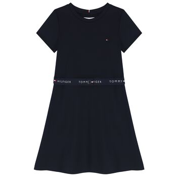 Girls Navy Blue Logo Dress 