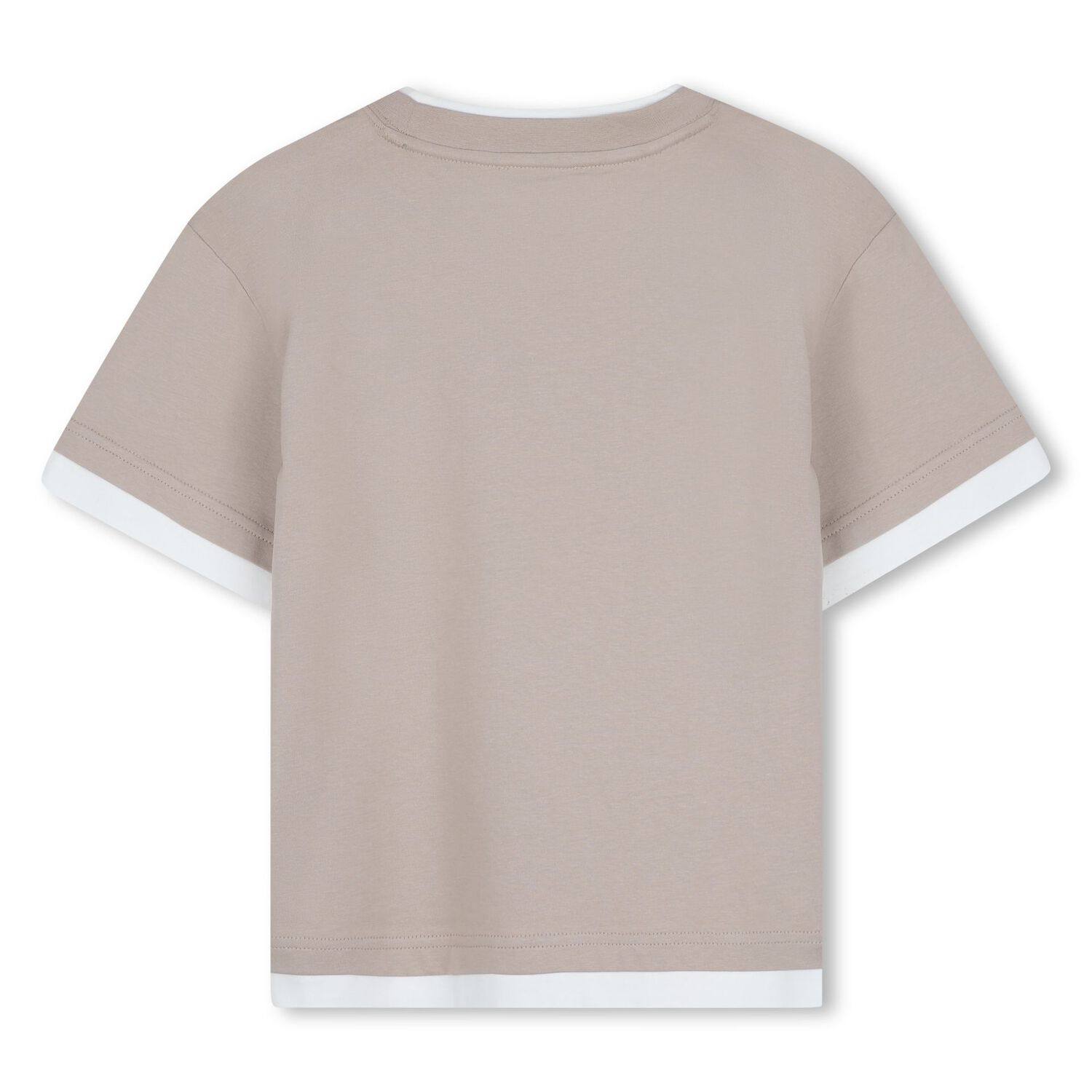 Boys Beige & White Logo T-Shirt, 1, hi-res