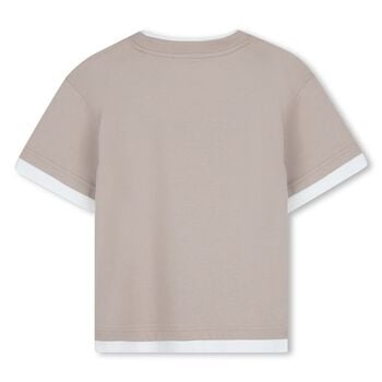 Boys Beige & White Logo T-Shirt