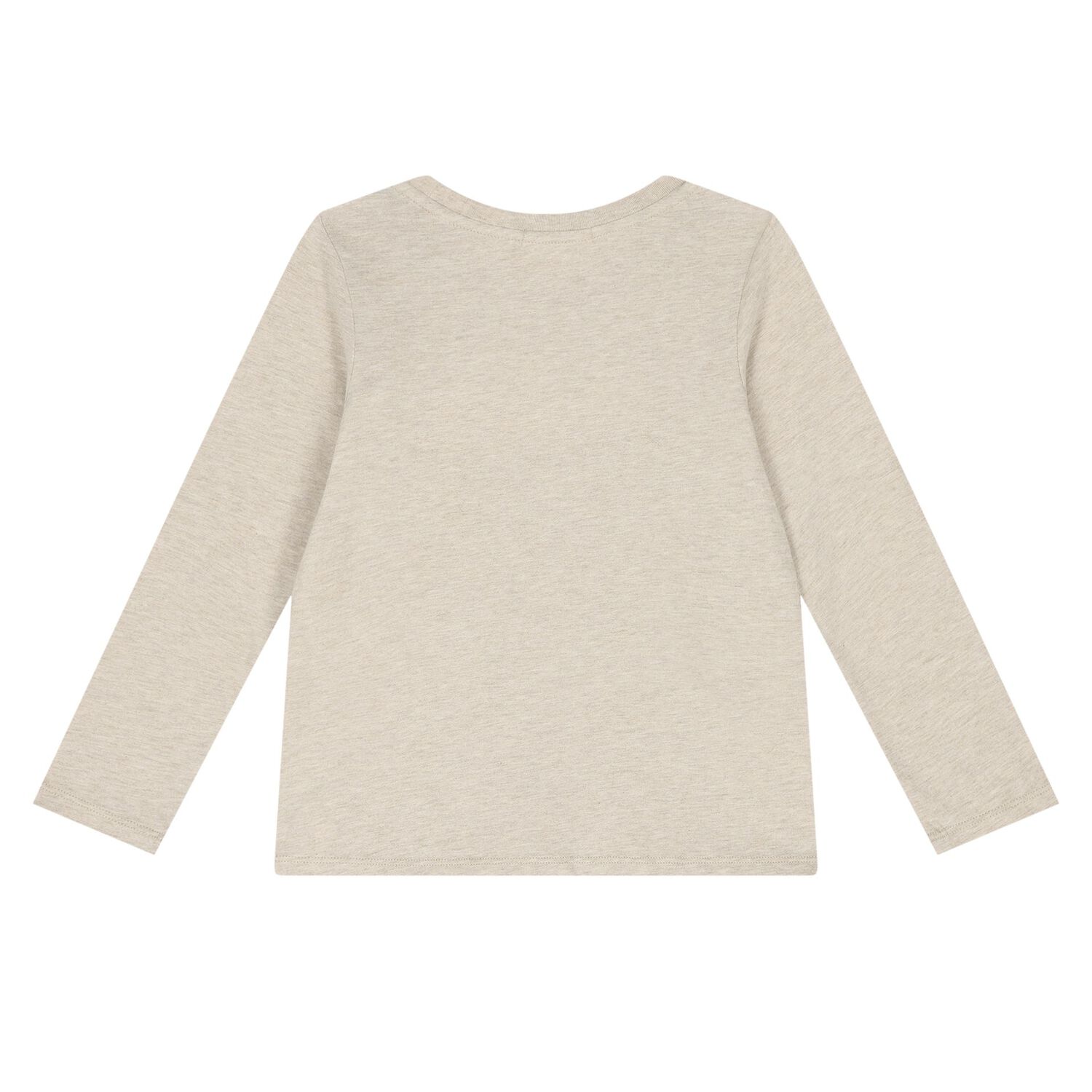 Girls Beige Logo Long Sleeve Top, 1, hi-res