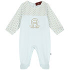 Baby Boys Blue & Gold Pima Cotton Logo Babygrow, 1, hi-res