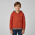 Younger Boys Orange Tiger Zip Up Top, 1, hi-res