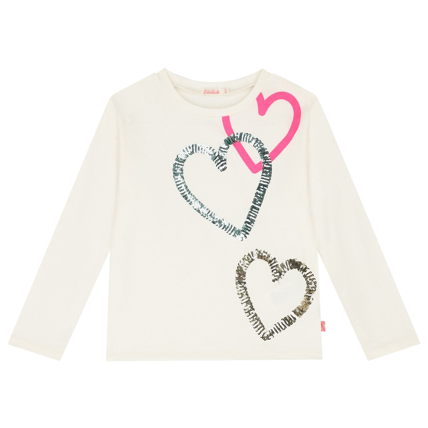 Girls Ivory Hearts Long Sleeve Top, 1, hi-res image number null