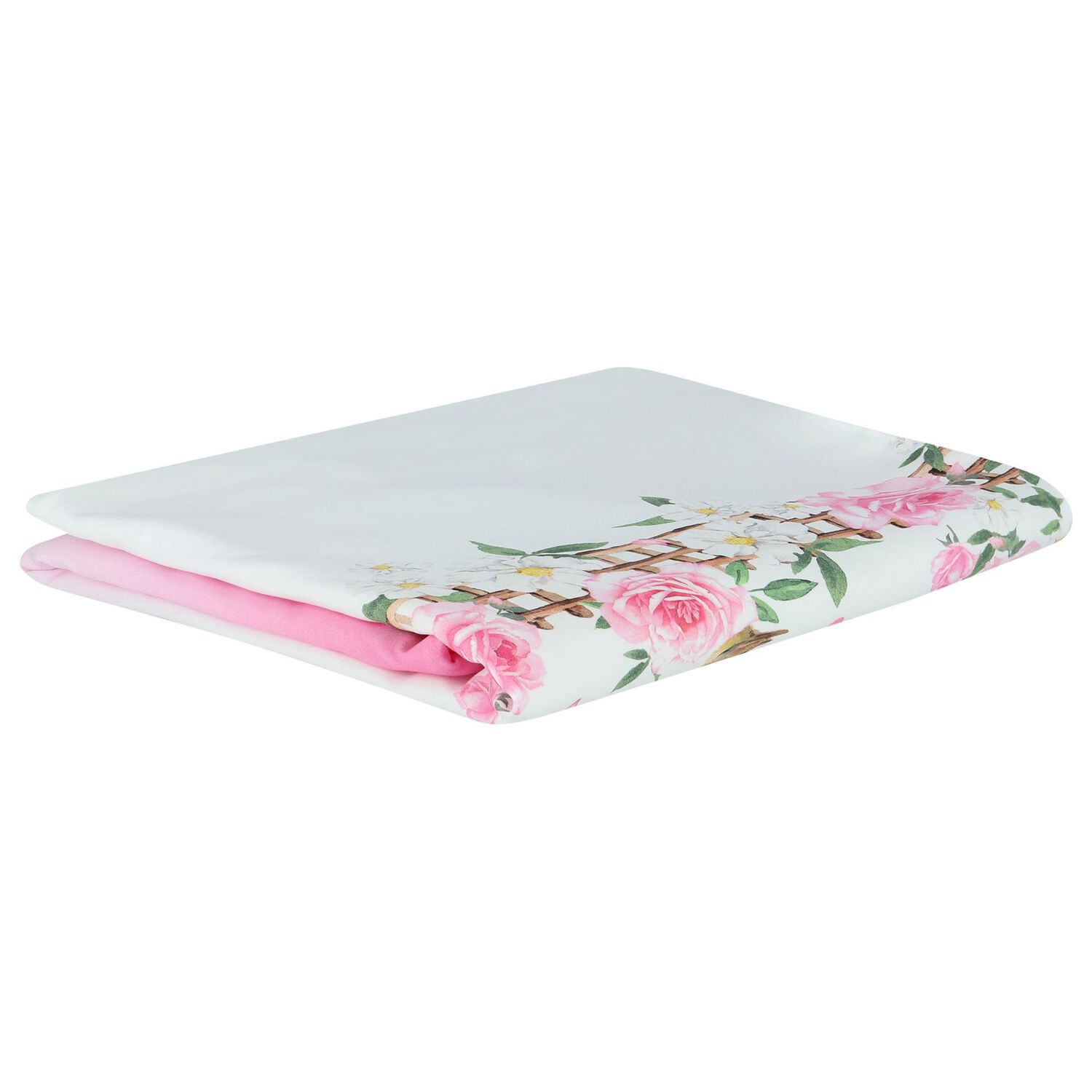 Baby Girls White & Pink Floral Blanket, 1, hi-res