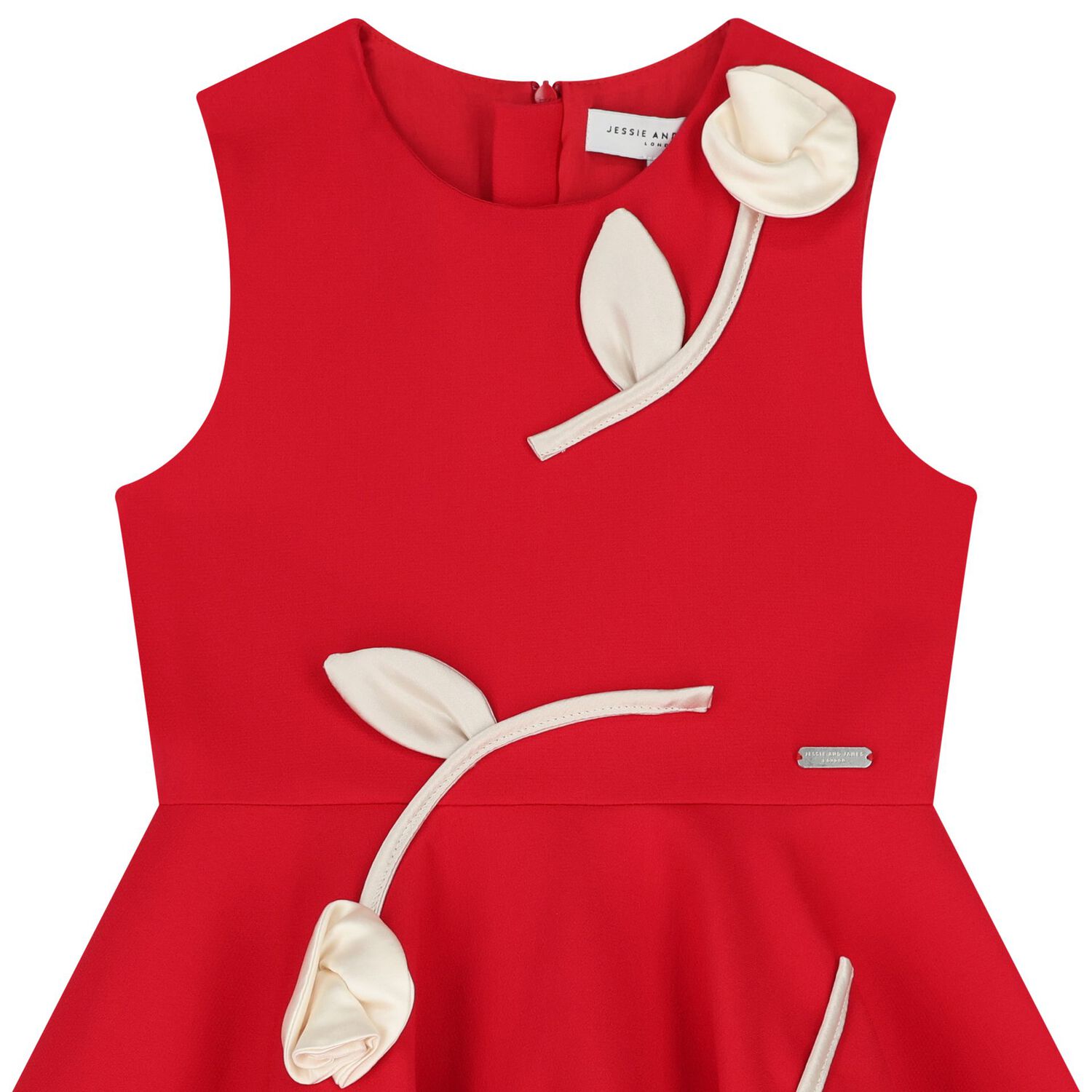 Girls Black Rose Satin Dress, 2, hi-res