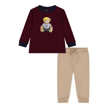 Baby Boys Red & Beige Tracksuit