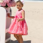 Younger Girls Pink Satin & Organza Dress, 2, hi-res