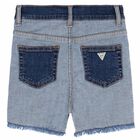 Girls Blue Denim Logo Shorts, 1, hi-res