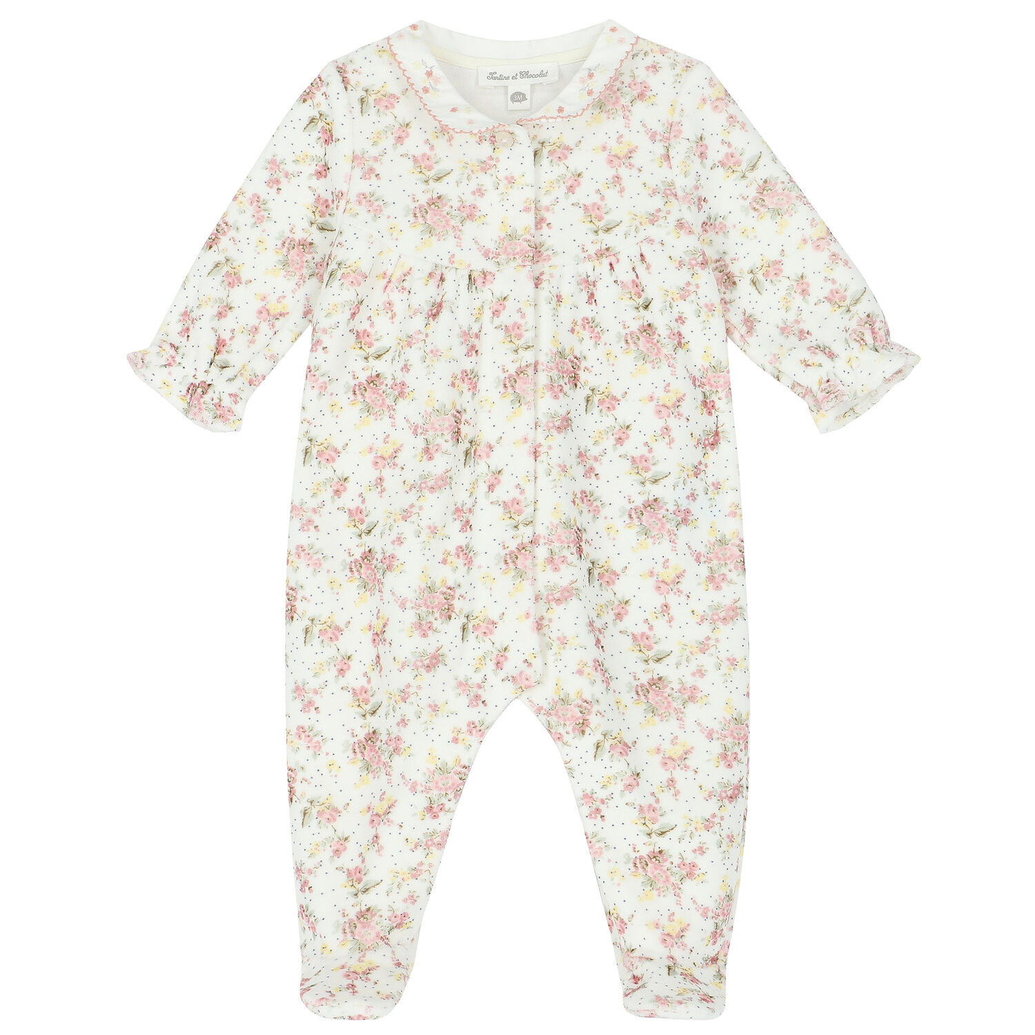 Baby Girls Ivory Floral Babygrow, 1, hi-res