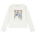 Girls Ivory Long Sleeve Top, 1, hi-res