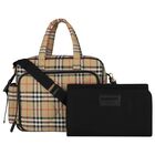 Beige Vintage Check Baby Changing Bag, 1, hi-res