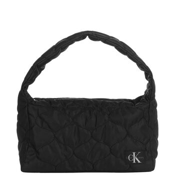 Girls Black Logo Quilted Shoulder Bag