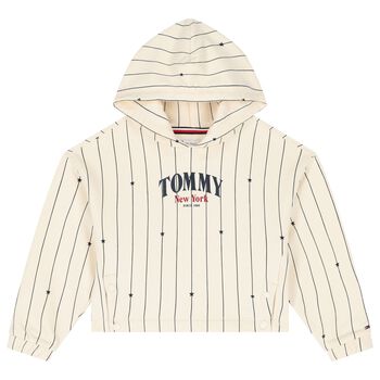 Girls Ivory Logo Hooded Top