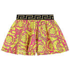 Girls Pink & Yellow Barocco Shorts, 1, hi-res