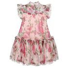 Girls Pink Floral Tulle Dress, 6, hi-res